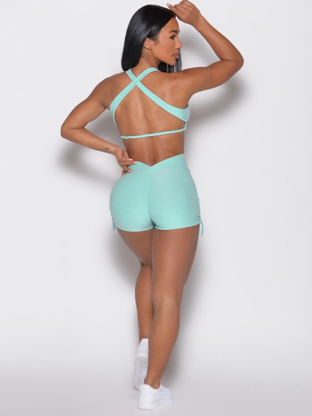 Bombshell Sportswear Mint Oasis Toggluxe Sports Bra with Ruched Front M - Picture 4 of 5